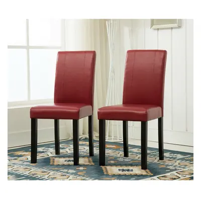 (Red) MCC Set of Faux Leather Dining Chairs For Home & Commercial