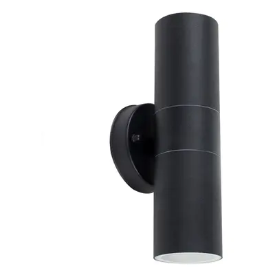 Pair of - Modern Black Stainless Steel Outdoor Up/Down Wall Lights - IP44 Rated