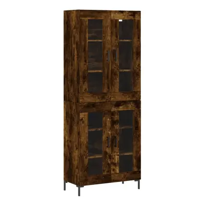 (smoked oak, glass doors) vidaXL Highboard Sideboard Tall Storage Cabinet Side Cabinet Engineere