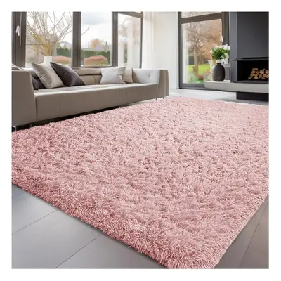 (160cm x 230cm (5ft 4" x 7ft 8"), Pink) Anti Slip Shaggy Rug For Living Room Runner Carpet