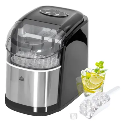 HOMCOM Portable Ice Cube Maker w/ Cube Sizes 12Kg/24 Hrs, Cubes/ 6-12Mins