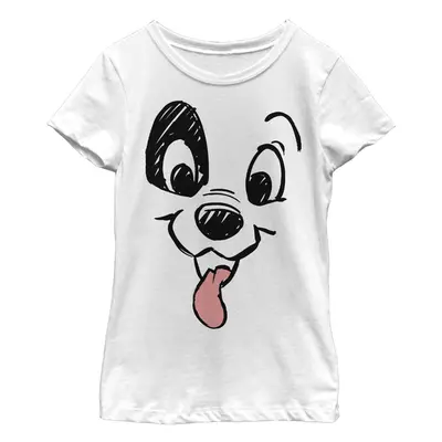 Disney Girl's Dalmatian Big Face T-Shirt White X-Small