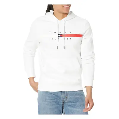 Tommy Hilfiger Men's Flag Stripe Hoodie Sweatshirt Bright White