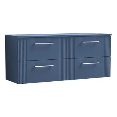 Retro Drawer Wall Hung Vanity Unit with Colour Coordinating Laminate Worktop - 1200mm - Satin Bl