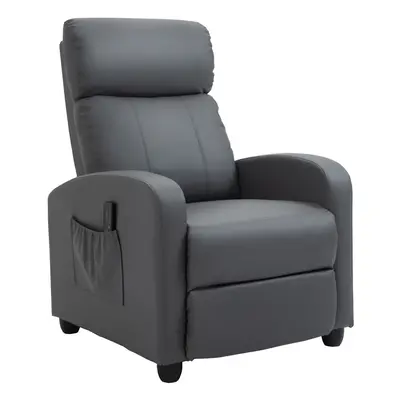 HOMCOM Recliner Sofa Chair PU Leather Massage Armcair, Grey