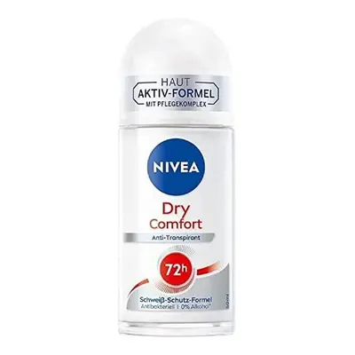 NIVEA Dry Comfort Roll-On Deodorant (50 ml), Re Antiperspirant with Minerals for Dry Skin Feelin