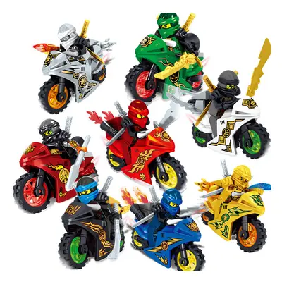 8Stk Ninjago Motorcycle Set Minifigures Ninja Mini Figures Blocks Toys