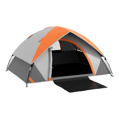 (Cream) Outsunny Man Camping Tent w/ Sewn-in Groundsheet, 3000mm Waterproof, Orange