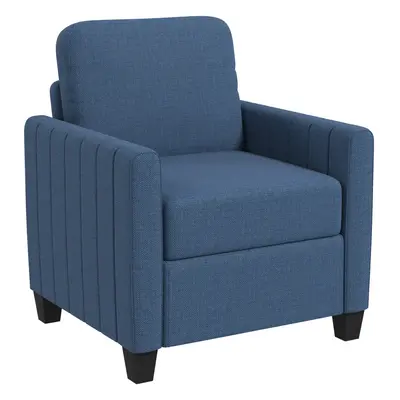 HOMCOM Modern Accent Chair with Spring Cushion, Back Pillow, Blue