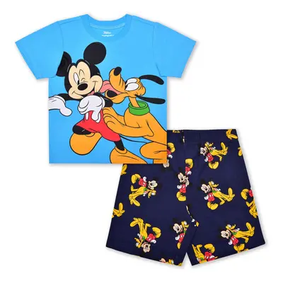 Disney Mickey Mouse and Friends Boys Short Sleeve T-Shirt and Shorts Set for Infant Toddler and 