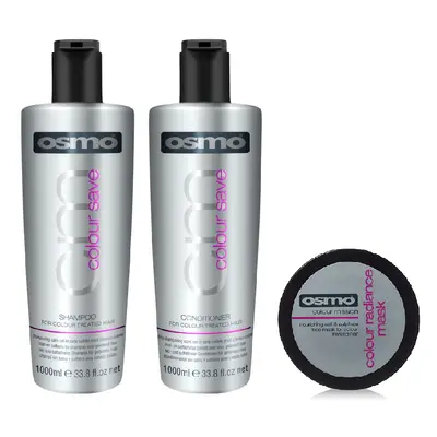 Osmo Colour Save Shampoo 1000ml, Conditioner 1000ml and Radiance Mask 100ml