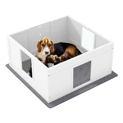 PawHut Dog Whelping Box with Whelping Pad, Adjustable Entrance, x 96cm