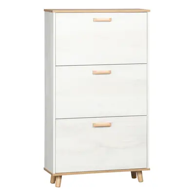 HOMCOM Pair Slim Shoe Storage Cabinet w/ Flip Drawers for Entryway Hallway