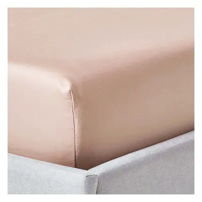 (Single, Beige) Thread Count Egyptian Cotton Extra Deep Fitted Sheet (18") with Fully Elasticate