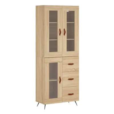 (sonoma oak, glass door drawers) vidaXL Highboard Sideboard Tall Storage Cabinet Side Cabinet En