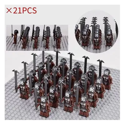 (Orcs 11) 21pcs Lord Of The Rings Army Orcs Building Blocks People Armored Military Battlefield 