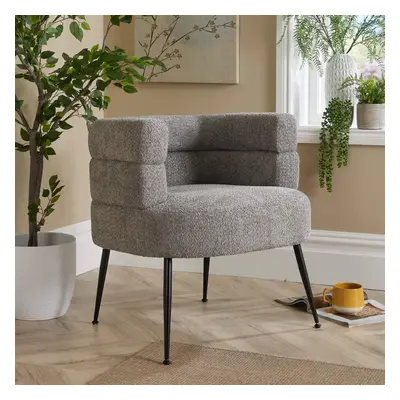 (Grey) Home Source Barrel Boucle Occasional Accent Armchair