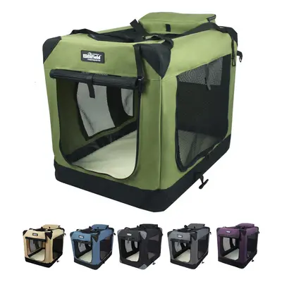 EliteField 3-Door Folding Soft Dog Crate with Carrying Bag and Fleece Bed (2 Year Warranty), Ind