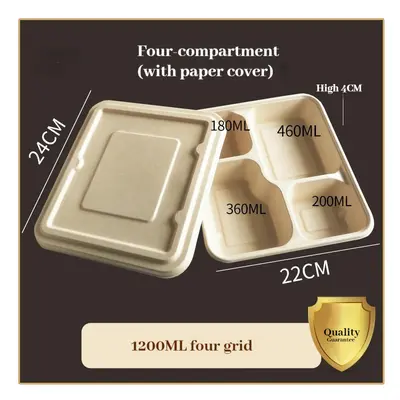 (1200ml four grid+paper cover) (100) Disposable Multi -Latter Box Purchibutic Can Be Deductable 