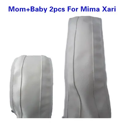 (mom baby 2PCS white) Baby Stroller PU Leather Handle Covers For Mima Xari Pram Bar Sleeve Case