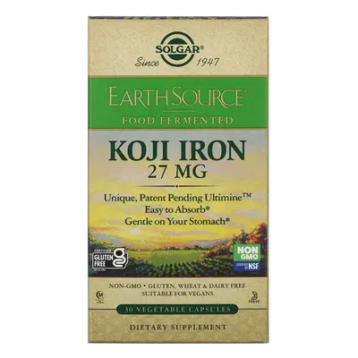 Solgar, EarthSource Food Fermented, Koji Iron, mg, Vegetable Capsules