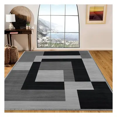 (160 x cm (5 ft in x ft in), Milo Black Grey) Non Slip Modern Rugs Living Room Area Rugs Runner 