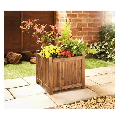 Square Wooden Planters Folding Garden Outdoor Burntwood G-0499