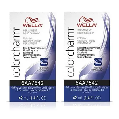 (6AA- pack of 2) Wella 7A Medium Smokey Ash Blonde Color Charm Permanent Haircolor & Developer (