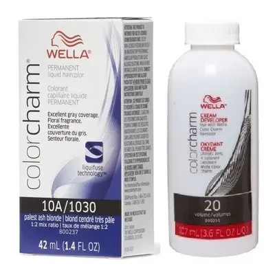 (10A+Dev (Vol. 20) 3.6oz) Wella 12A Frosty Ash Color Charm Permanent Liquid Haircolor & Develope