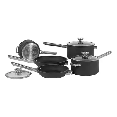 Ninja ZEROSTICK Stackable Cookware 5-Piece Pan Set, Non-Stick, Saucepans with Oven-Safe Glass Li