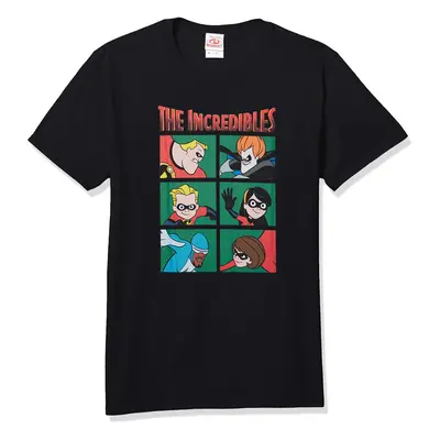 Disney Mens Incredibles Tees BlackIncred Panels Small