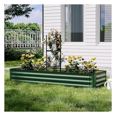 Outdoor Galvanized Steel Raised Garden Bed with Climbing Stand Green x 60cm