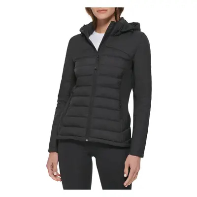 Calvin Klein Women's Lightweight Scuba Side Panels Adjustable Hood Zip