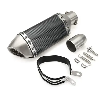 (Carbon + Stainless steel) 38-51mm Motorcycle Steel Short Exhaust Muffler Pipe With Removable Si