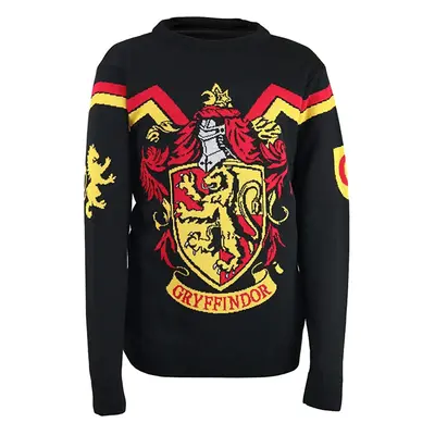 (L, Black/Red/Yellow) Harry Potter Unisex Adult Gryffindor Christmas Jumper