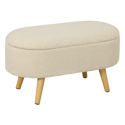 HOMCOM Ottoman Storage Bench for Hallway, Living Room, Cream White