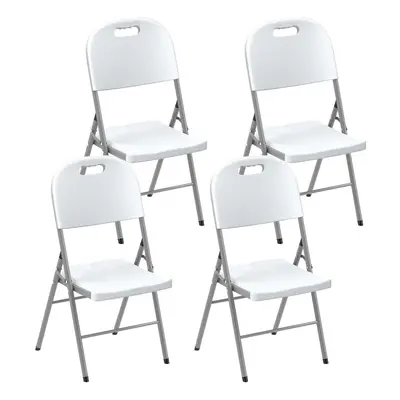 Outsunny 4PCS Folding Chair with Steel Frame, Garden Chair Set, White