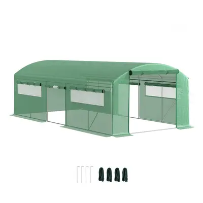 Outsunny Polytunnel Greenhouse with Roll-up Doors, x x 2m, Green