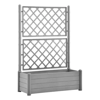 vidaXL Garden Planter with Trellis 100x43x142 cm PP Stone Grey Raised Bed