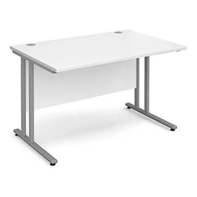 Mr Office Maestro straight desk 800mm deep - silver legs, White