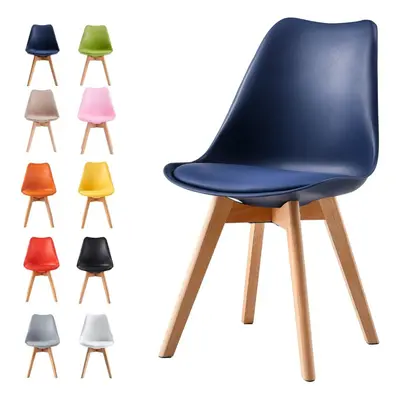 (Blue, Single Chair) MCC Set of 1/2/4 Dining Chairs Designer Chairs Wooden Home Office Commercia