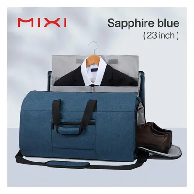 (Blue) Mixi Multifunctional Convertible Garment Duffel Bag Suit Storage Bag With Shoe Pouch Larg