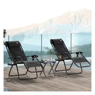 Outsunny Pcs Zero Gravity Lounger Folding Recliner Chair w/ Cup Holder