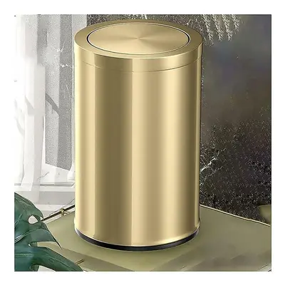 Ln-bathroom Bin With Swing Lid, 9l Small Bin, Metallic Gold Steel, X 31cm