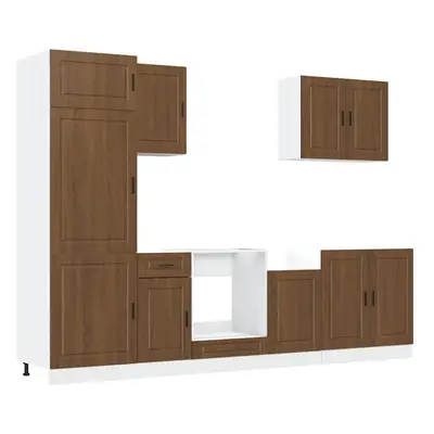 (brown oak) vidaXL Piece Kitchen Cabinet Set Kalmar Old Wood Engineered Wood