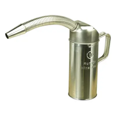 1 Litre Metal Measuring Jug with Flexible Spout - Tin Plated - Pouring Handle