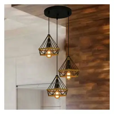 Hemp Rope Chandelier Retro Adjustable Diamond 25cm Ceiling Light Lights Industrial Pendant Light