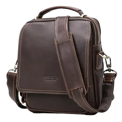 High Capacity Men Oil Leather Shoulder Bag Crossbody Bag Handbag 26.5x22x11.5cm