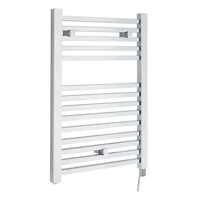 Electric Vertical Square Towel Rail with Rails - 690mm x 500mm - Watt - Chrome