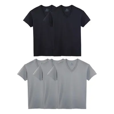 Fruit of the Loom Men's V-Neck T-Shirt Multipack Black/Grey (5 Pack)